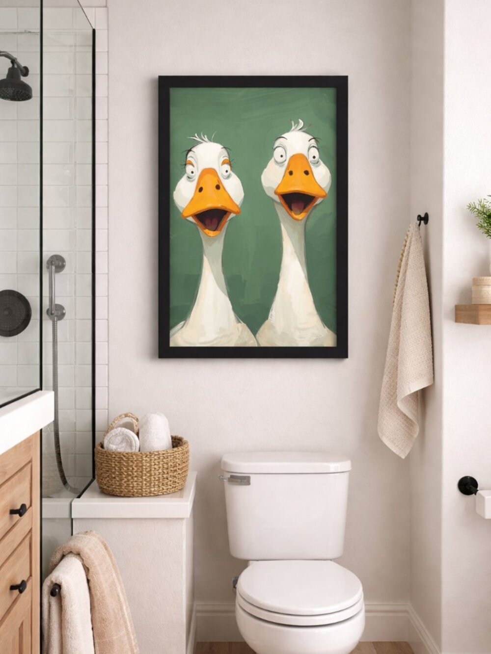 Funny Goose Bathroom Wall Artwork Duck Goose Humor Decor Farmhouse Print 8x10